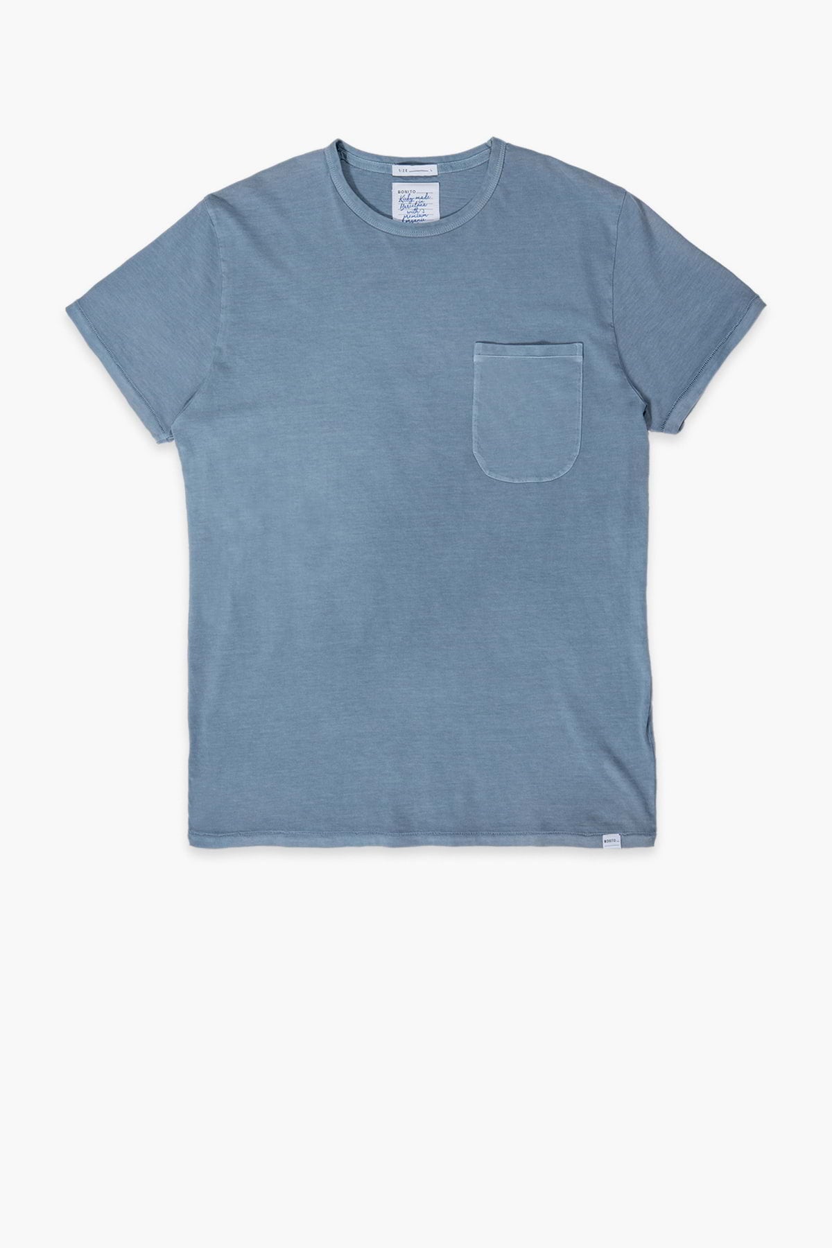 POCKET - Camiseta algodón orgánico Pima - Azul delfín