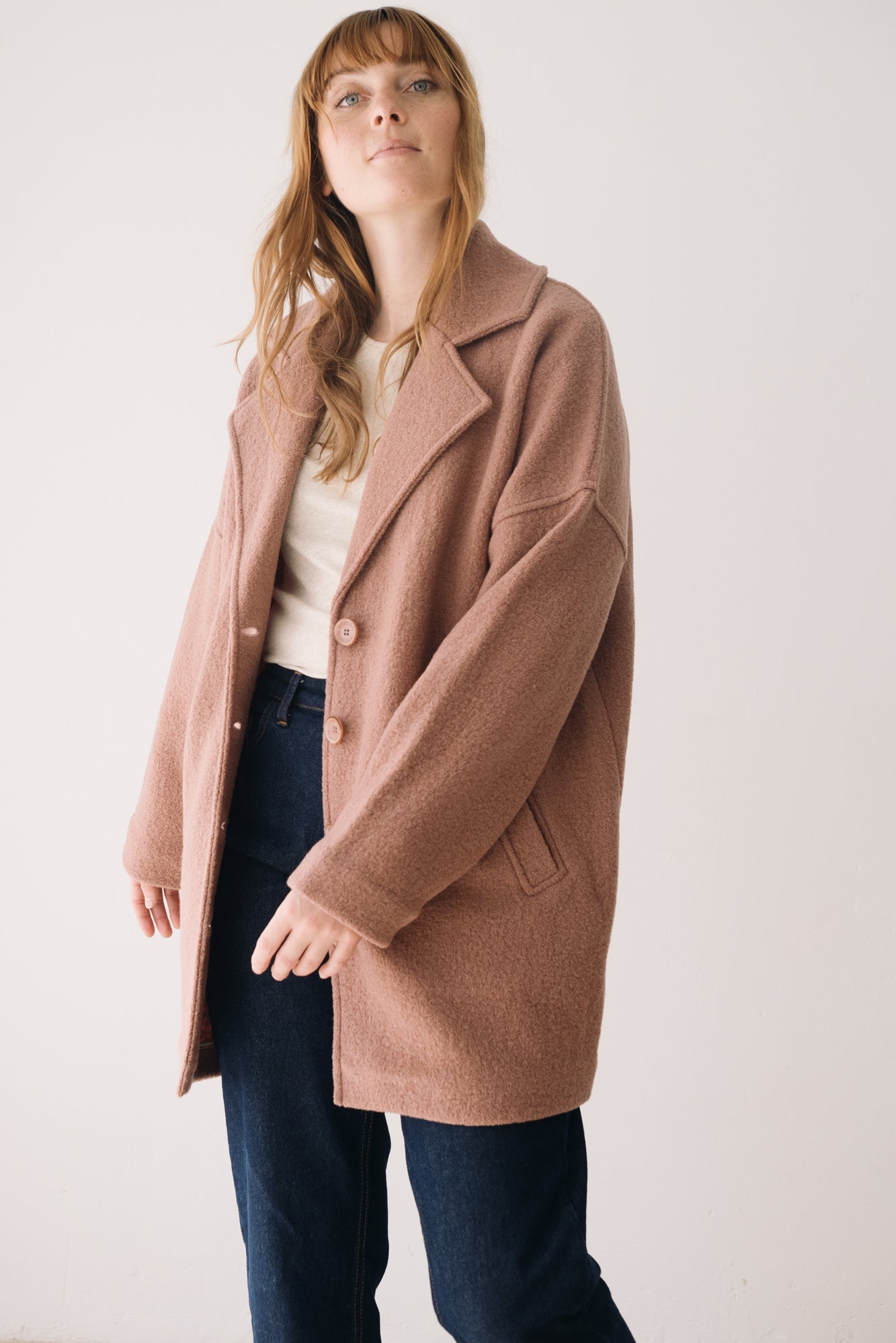 100% Merino Wool oversized coat in Pink - Imagen 3
