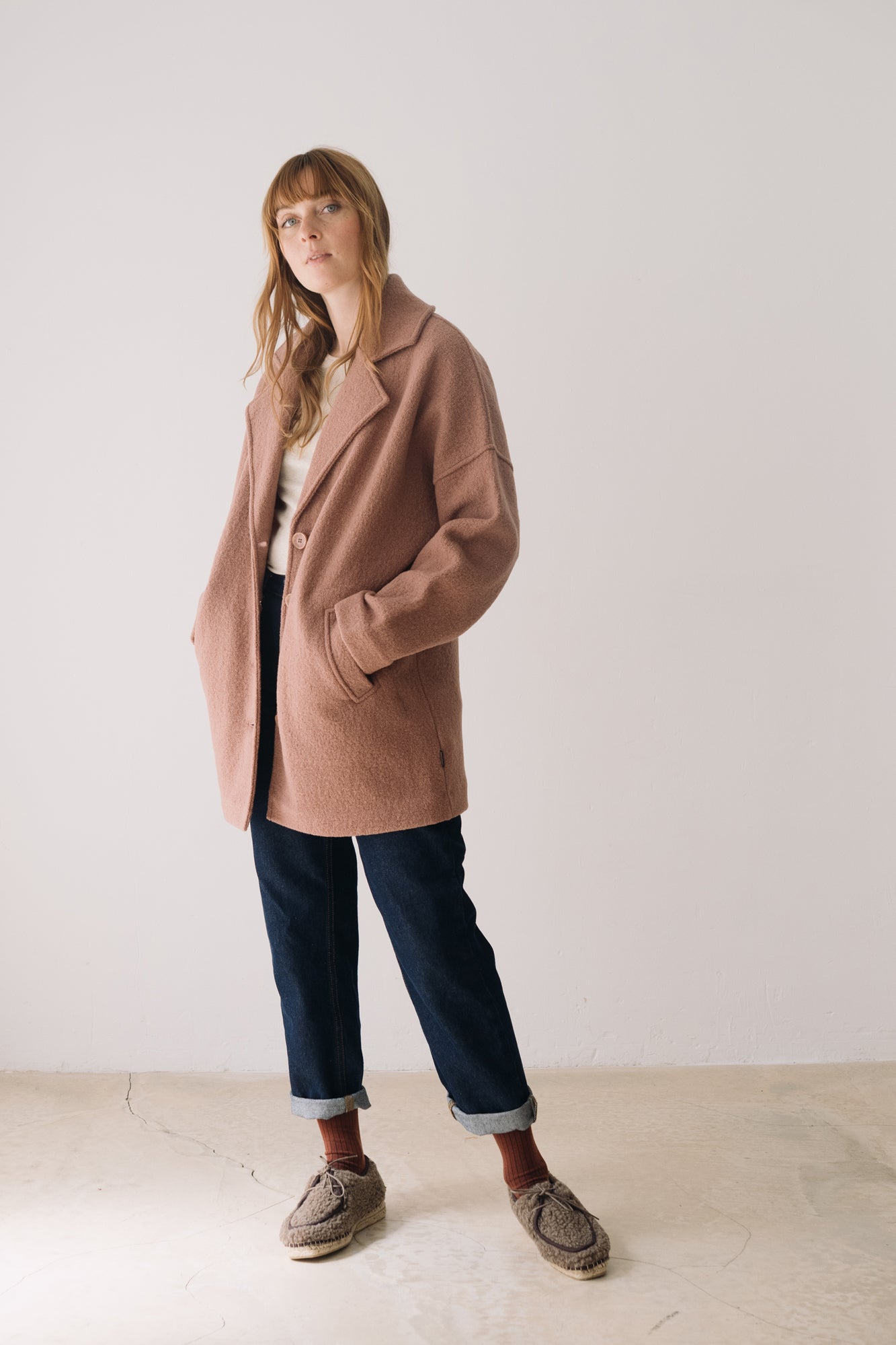 100% Merino Wool oversized coat in Pink - Imagen 8