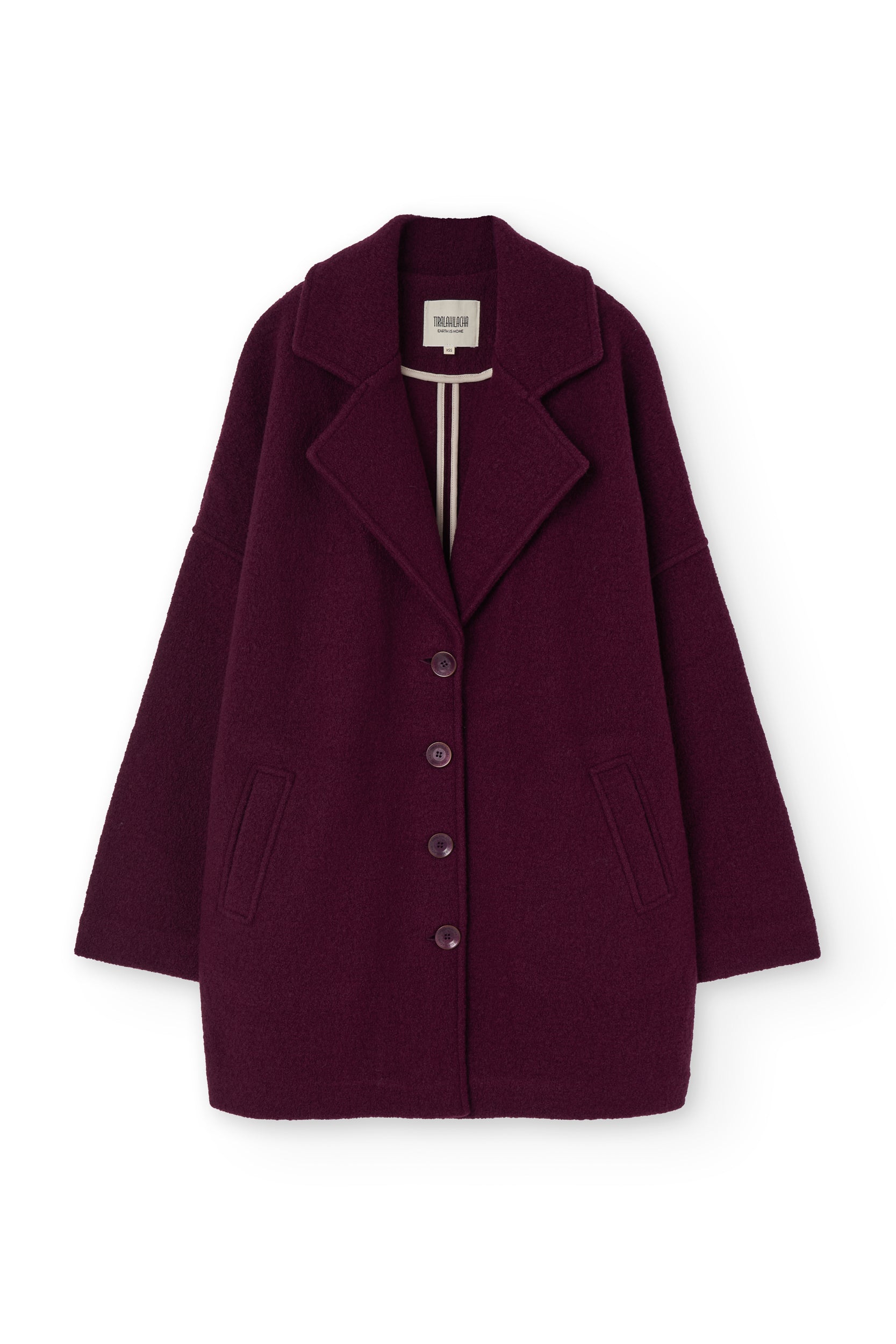 100% Merino Wool oversized coat in Purple