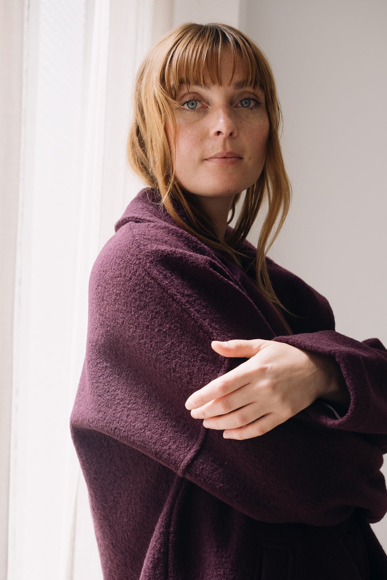 100% Merino Wool oversized coat in Purple - Imagen 6