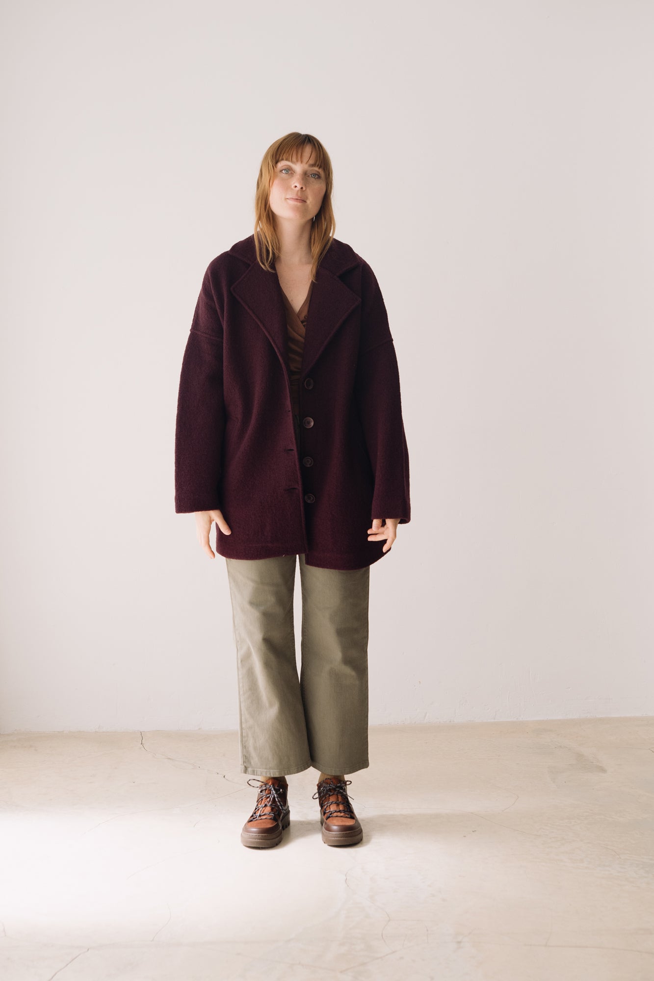 100% Merino Wool oversized coat in Purple - Imagen 8