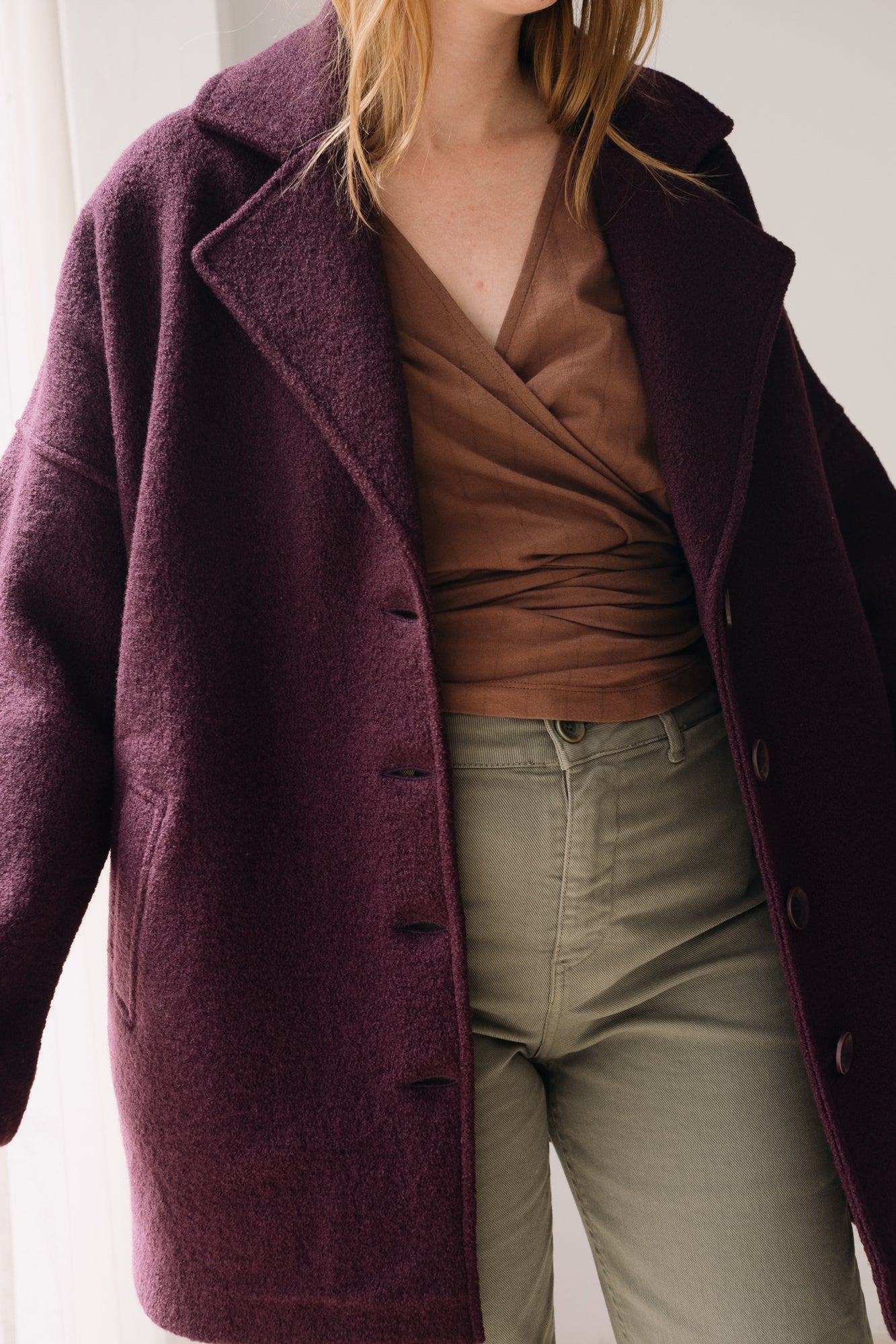 100% Merino Wool oversized coat in Purple - Imagen 9