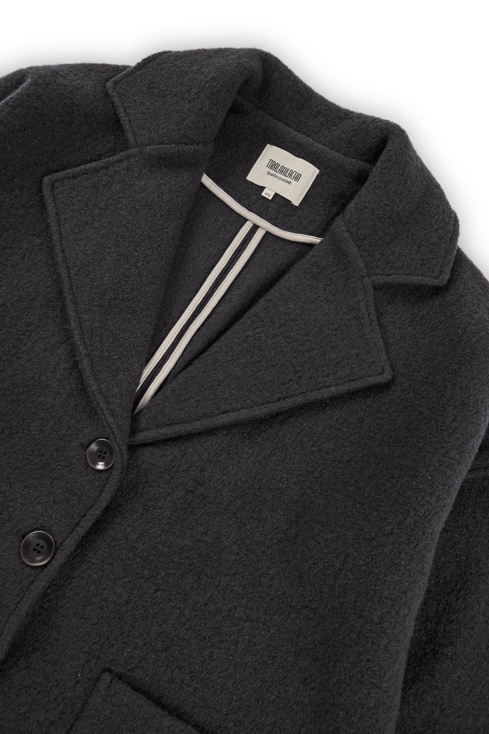 100% RWS Merino Wool Long Coat In Black - Imagen 5