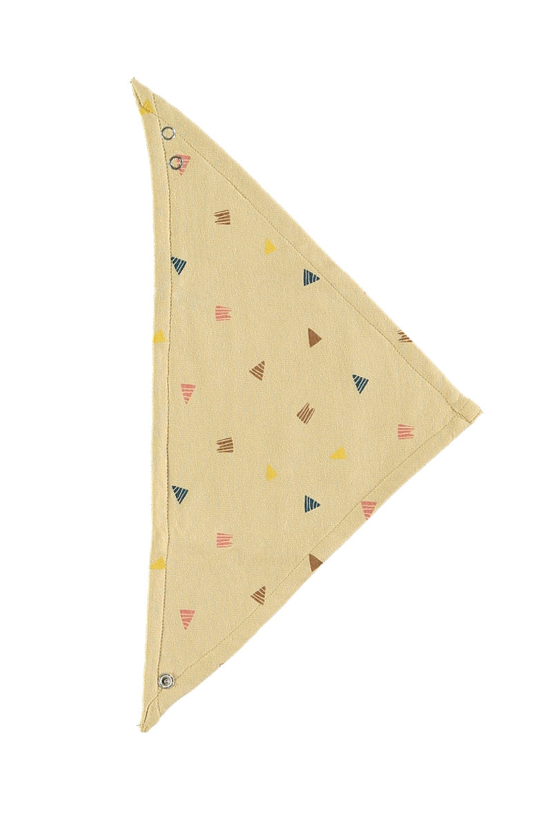 Babero reversible beige estampado triángulos