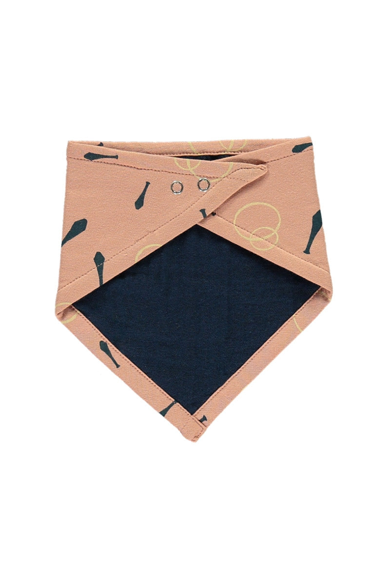 Babero reversible rosa palo estampado