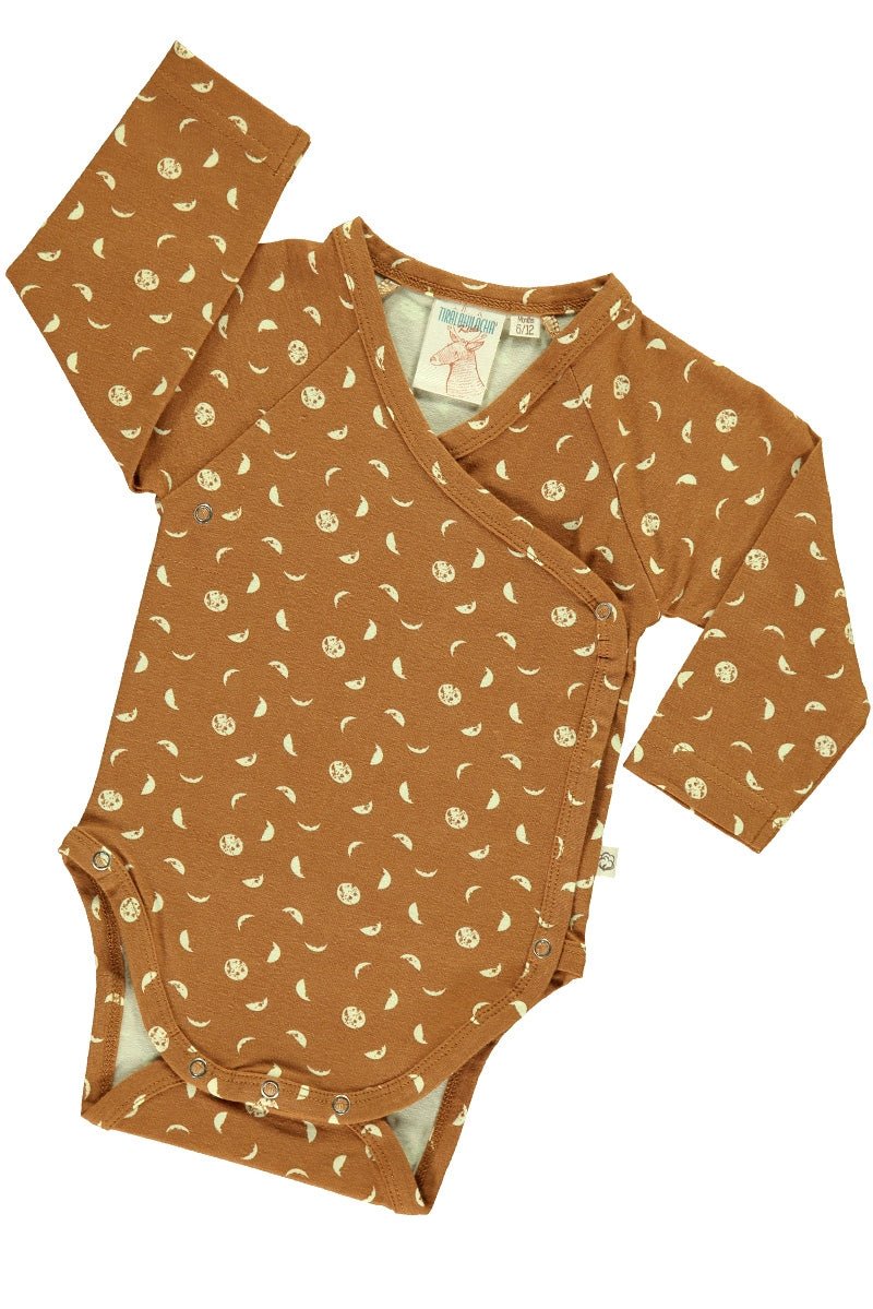 Baby Body kimono in mustard and moon phases print