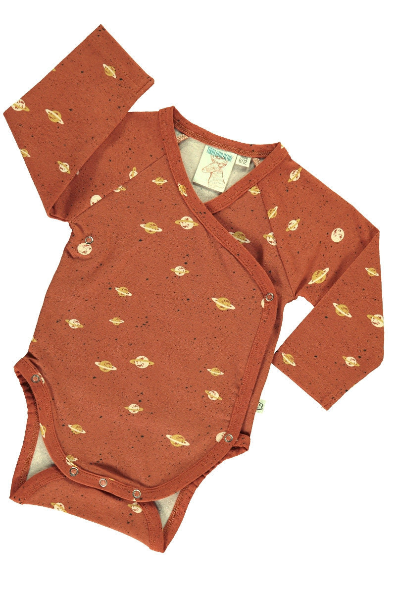 Baby Body kimono in terracotta and Saturn print