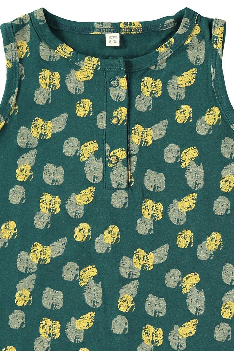 Baby Jumpsuit Blue-Green in organic cotton - Imagen 2