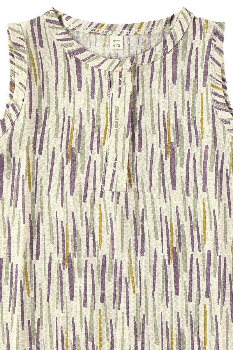 Baby Jumpsuit Jungle Beige in Linen & Organic Cotton - Imagen 2