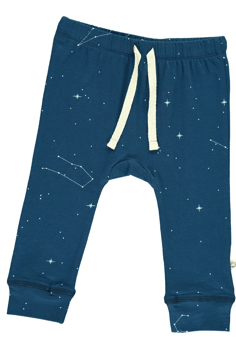 Baby pant in navy blue and constallations print