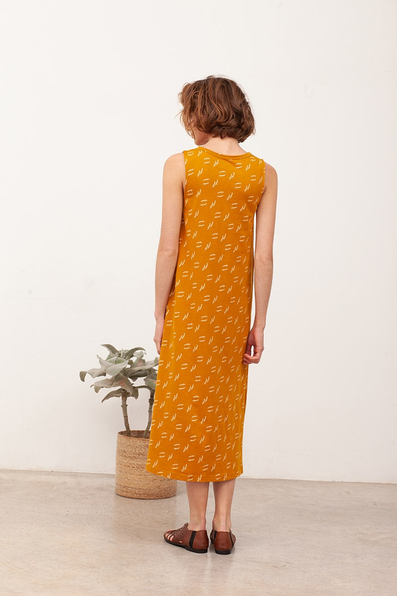 BERTA's Maxi Dress in mustard