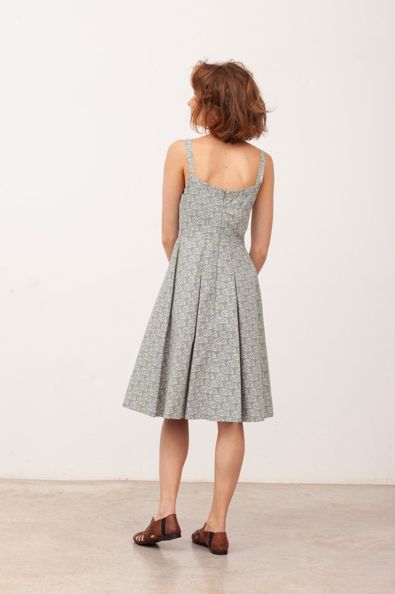 BETSY strappy dress with buttons in blue