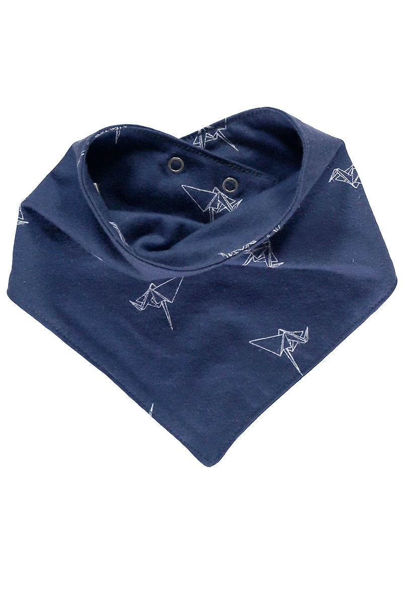 Bib in Navy blue and origami print