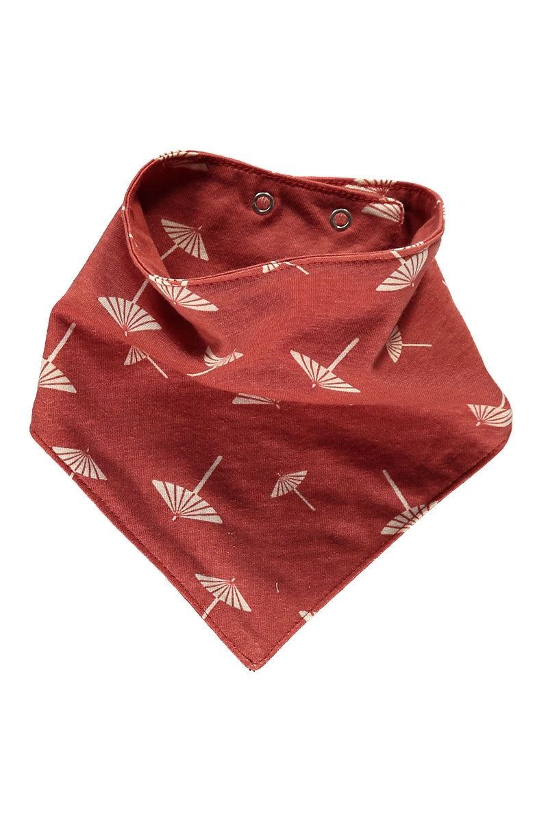Bib in terracotta and umbrella print