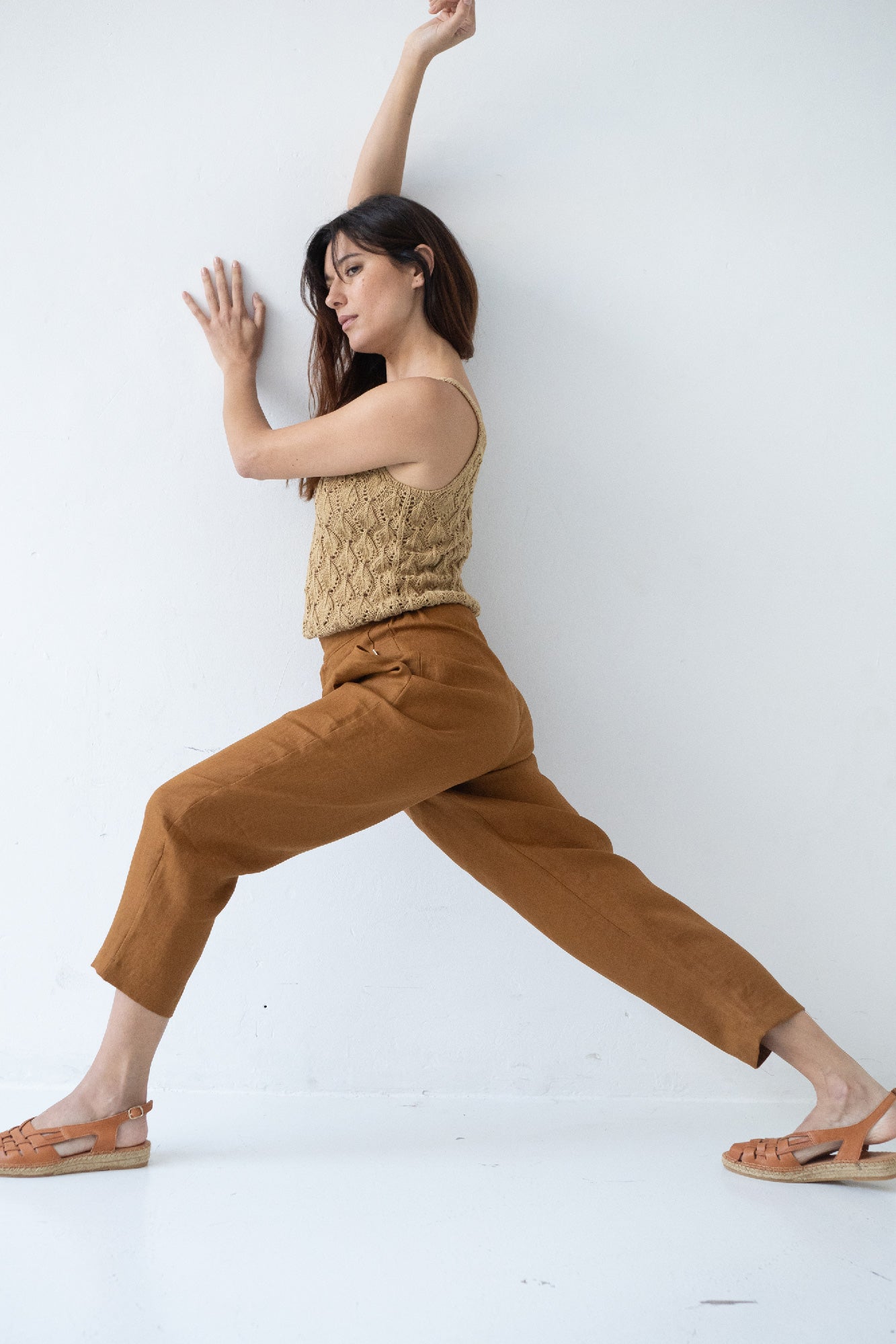 Bijoux Terracotta Linen Pleated Trousers