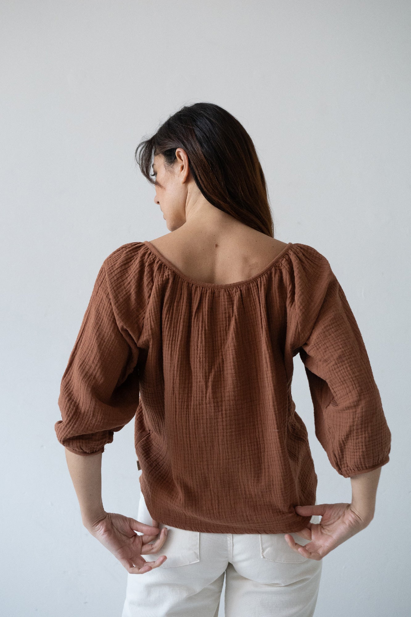 Blanche Terracotta Muslin Top - Imagen 3