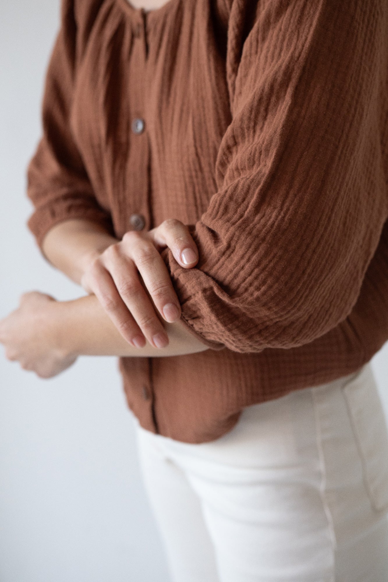 Blanche Terracotta Muslin Top - Imagen 5