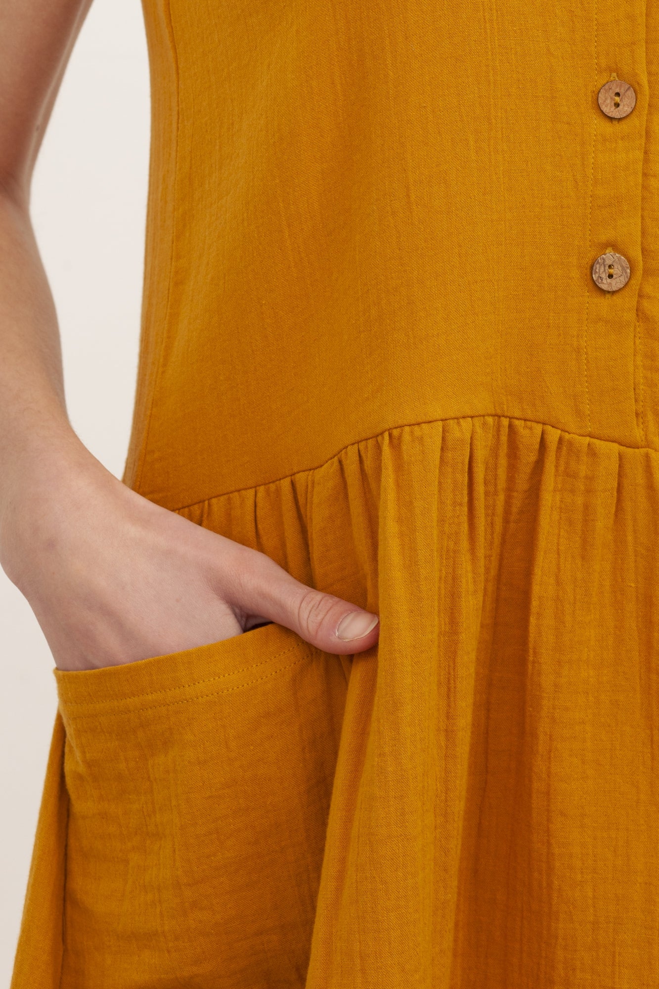 BLOSSOM muslin midi dress in mustard