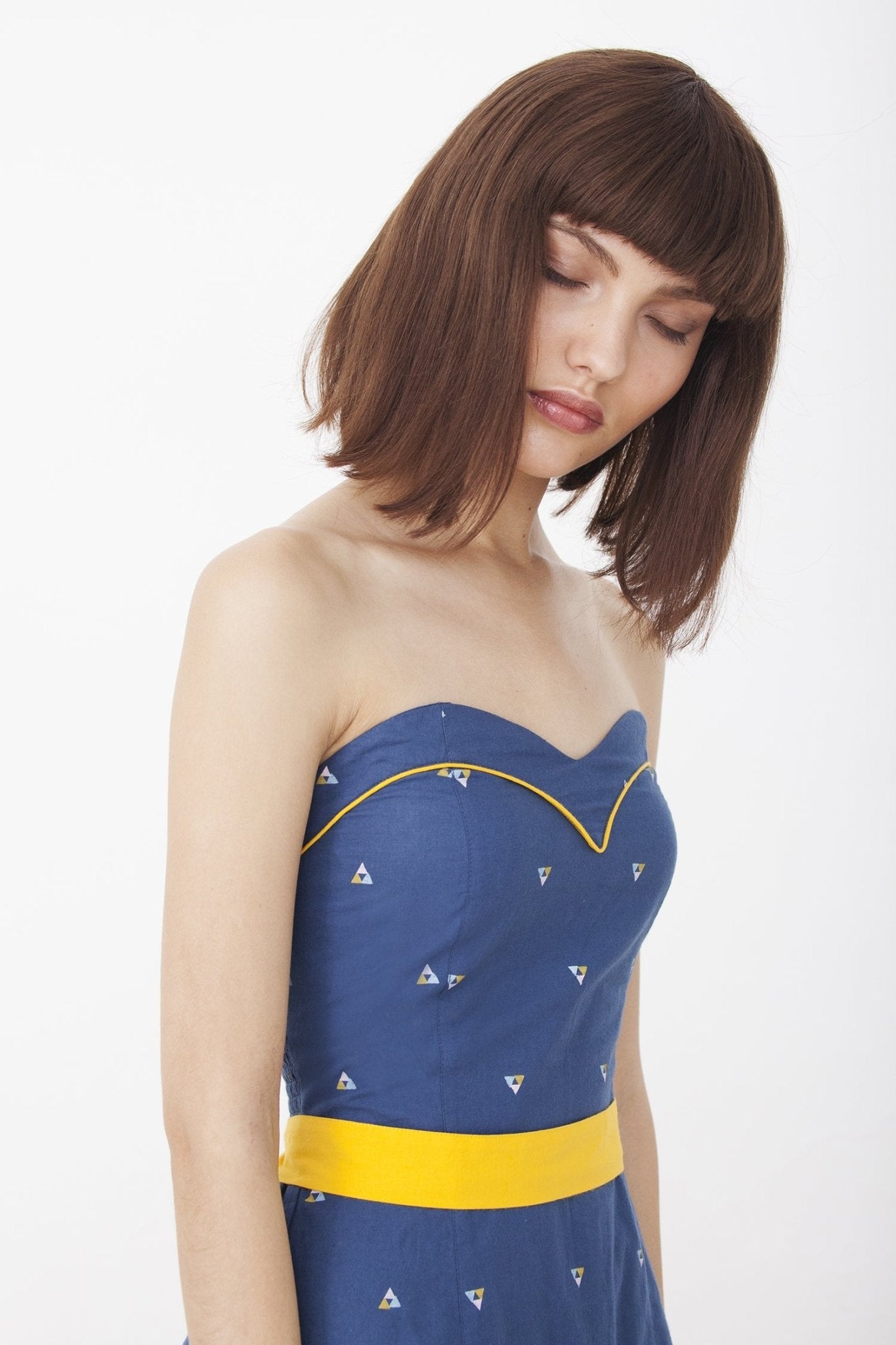 Blue strapless neckline Hillary dress