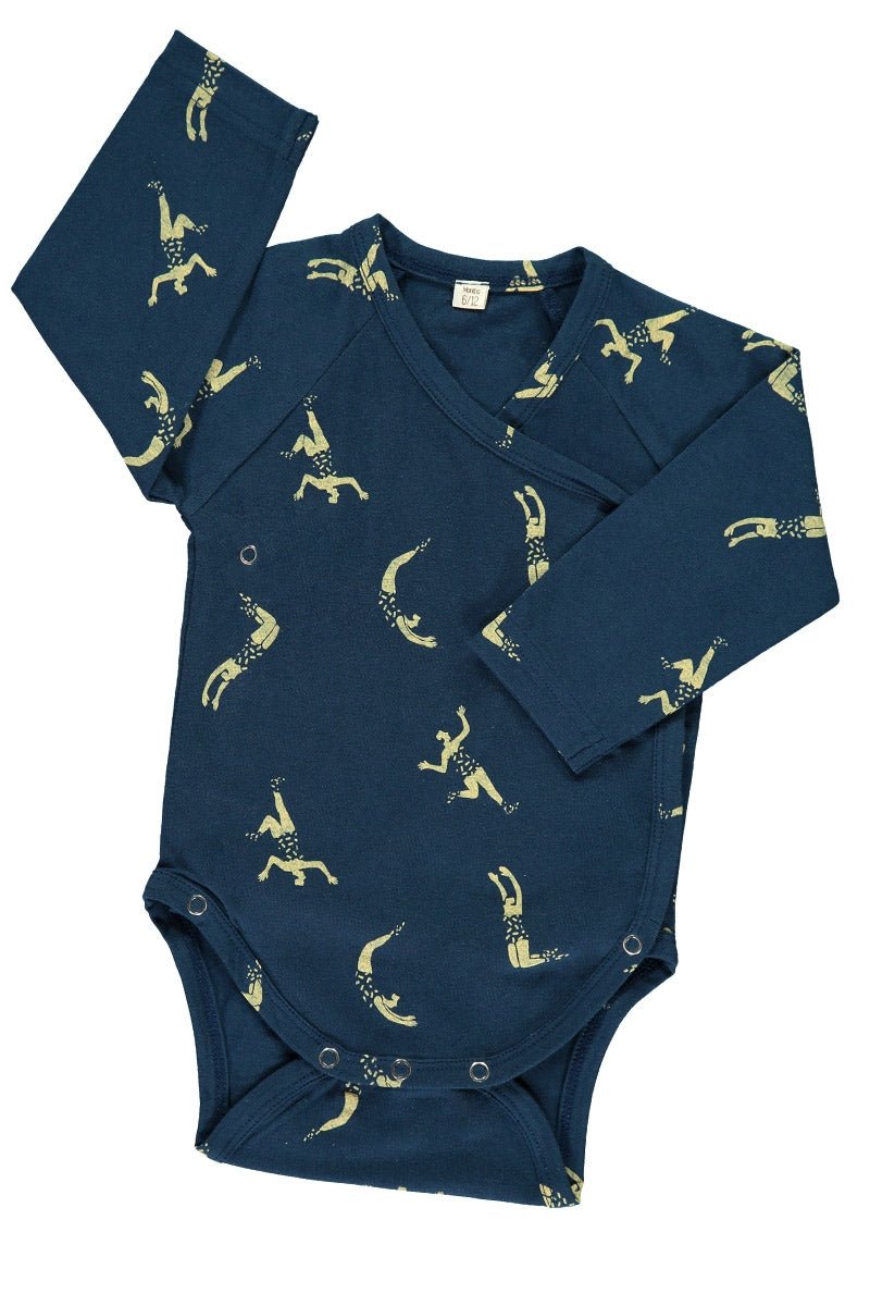 Body kimono azul marino estampado acróbatas