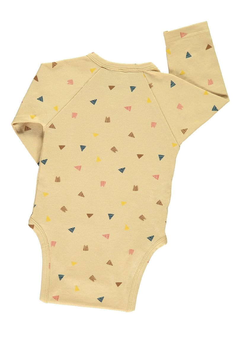 Body kimono beige estampado triángulos