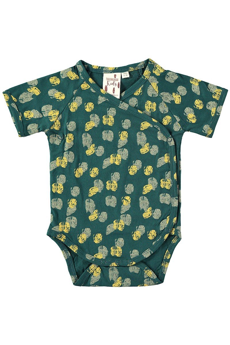 Body Kimono Footprints Blue Green 100% organic cotton