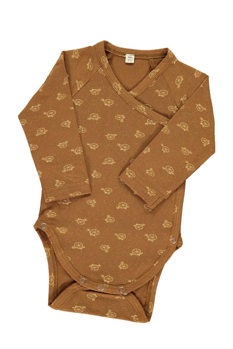 Body kimono marrón estampado bicicletas - Imagen 3