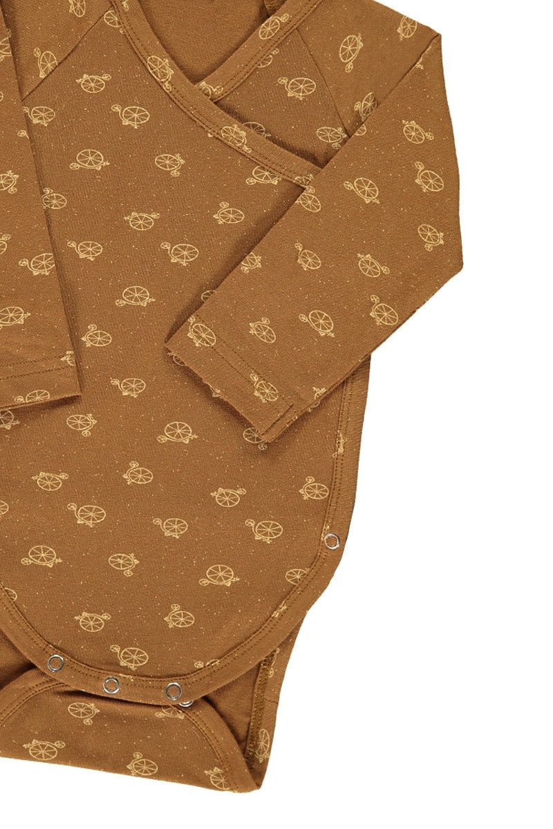 Body kimono marrón estampado bicicletas - Imagen 4