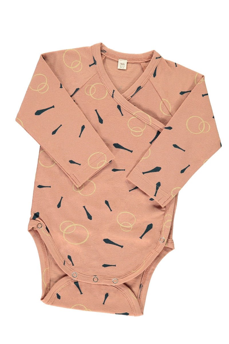 Body kimono rosa estampado malabares