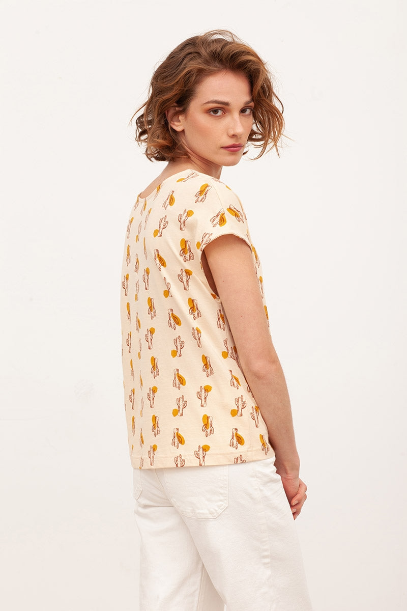 BRENDA's oversized cactus blouse in beige