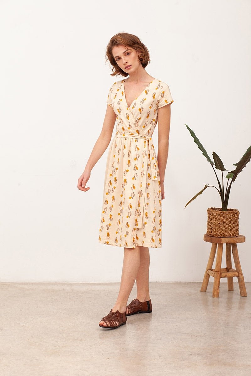BRUNA's wrap dress with belt in beige