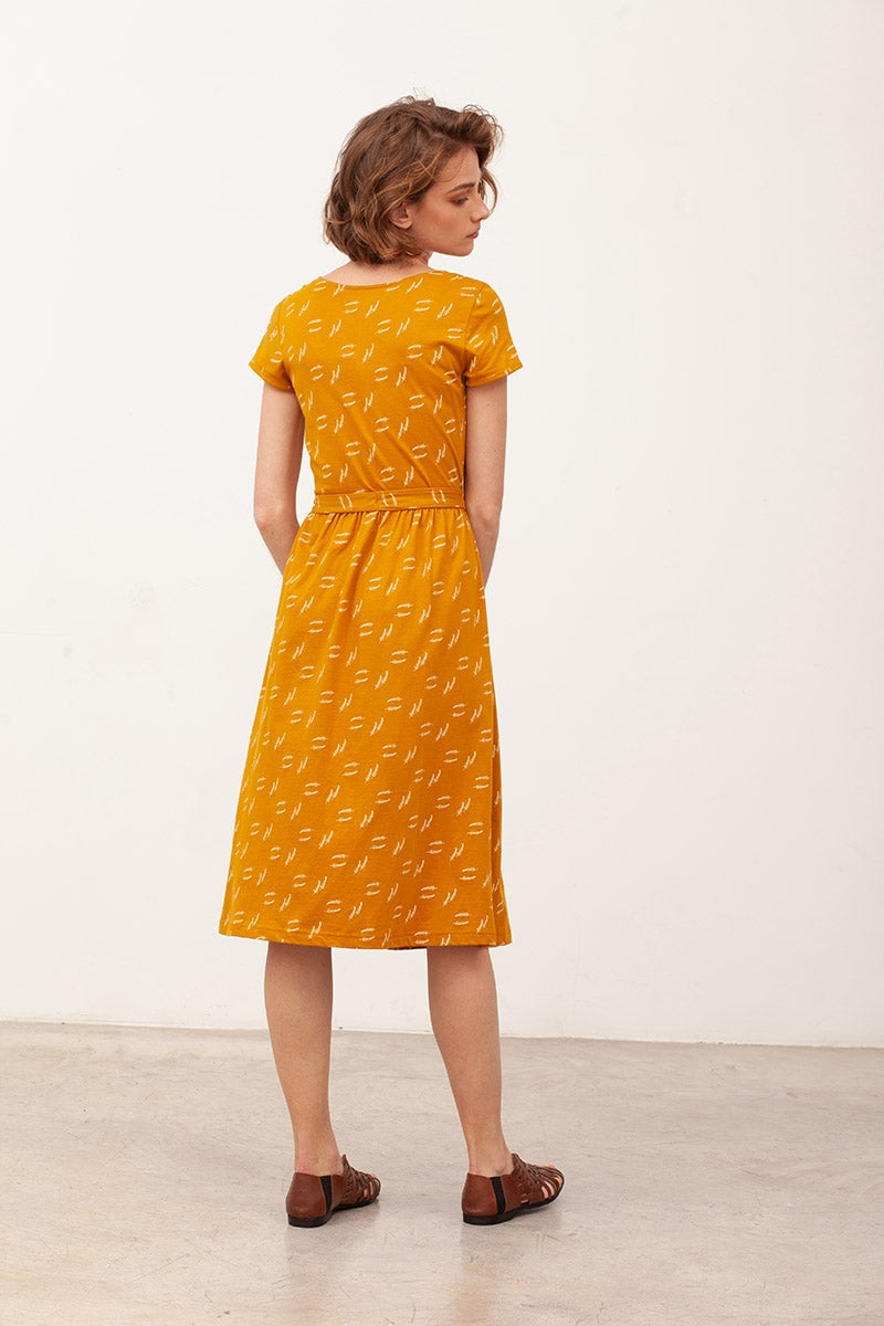 BRUNA's wrap dress with belt in mustard