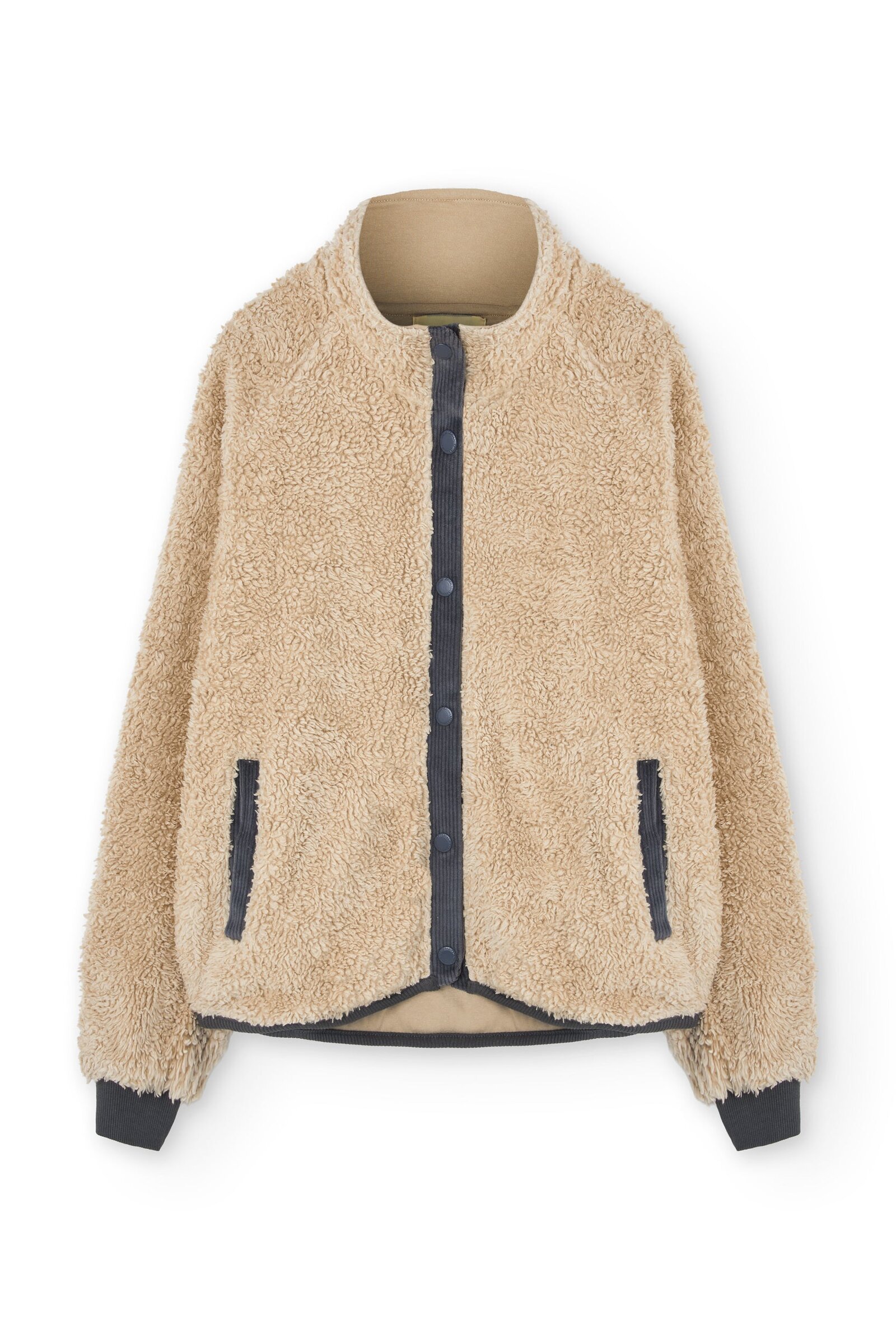 Buttoned Organic Sherpa Jacket In Ecru Color