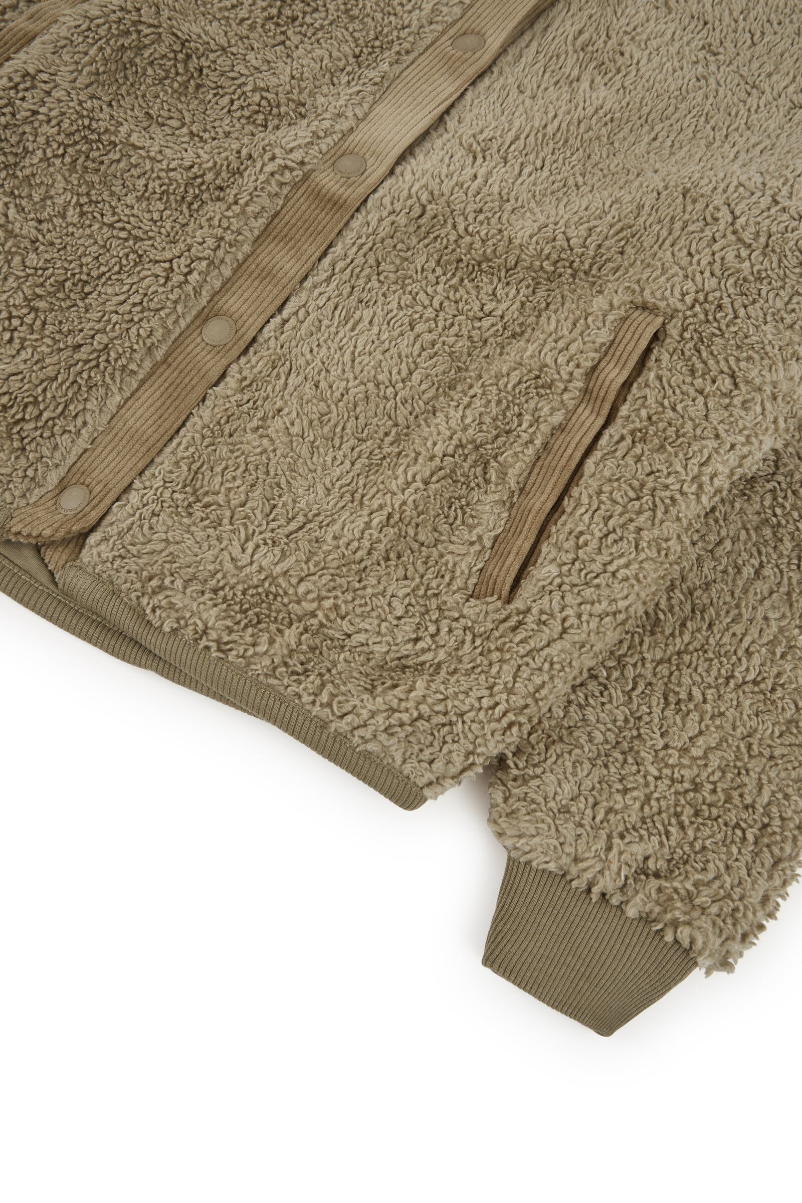 Buttoned Organic Sherpa Jacket In Green - Imagen 5