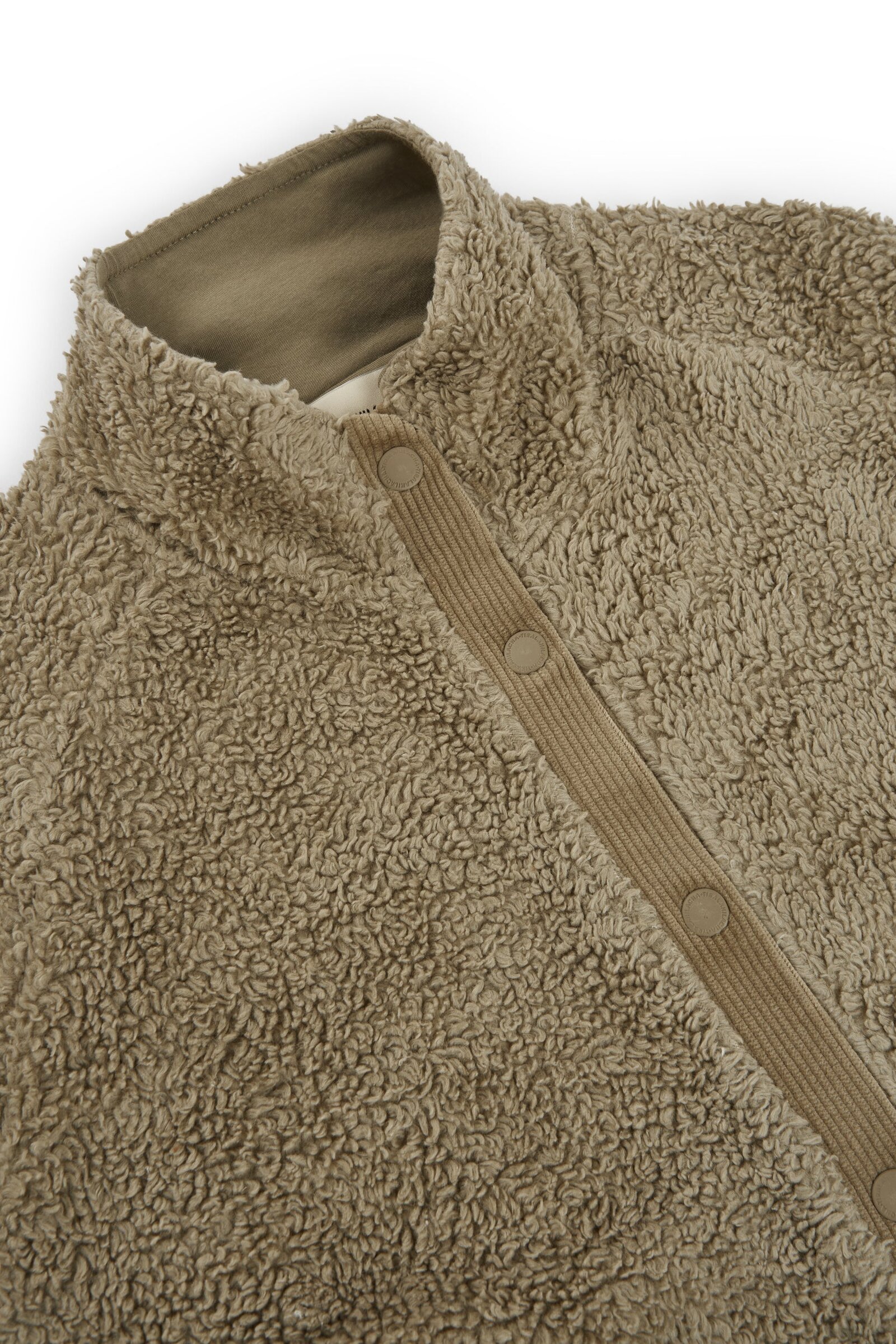 Buttoned Organic Sherpa Jacket In Green - Imagen 6