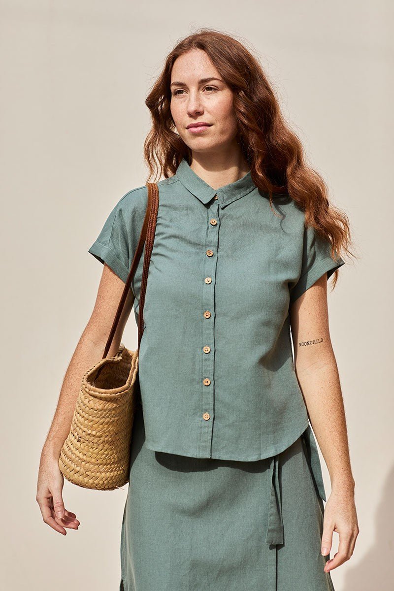 Camisa Fiorella Azul Aguamarina