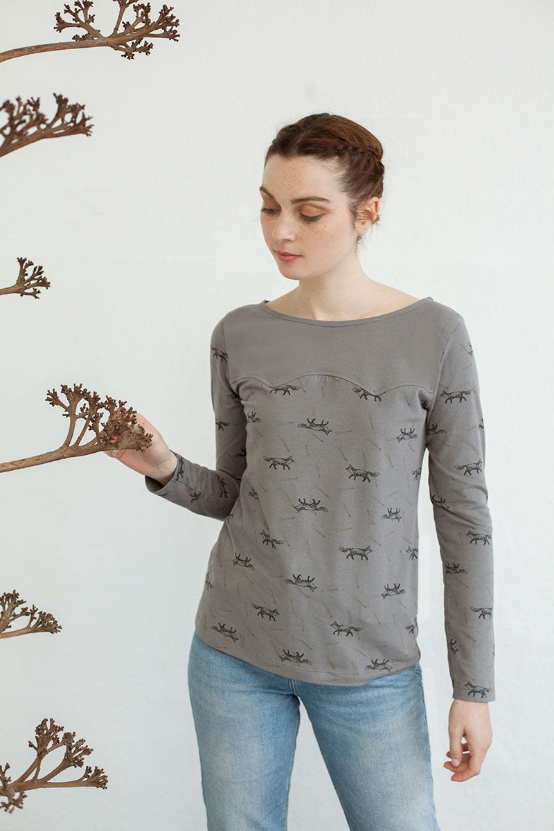 Camiseta canesú Nina estampado zorros.