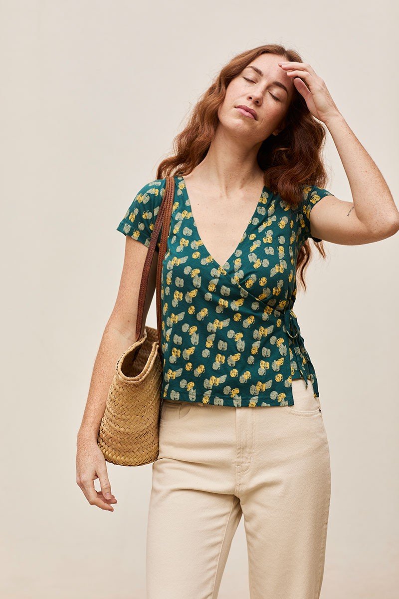 Camiseta Faina Huellas Verde Azulado