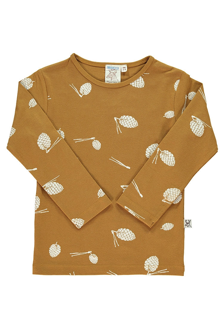 Camiseta manga larga con estampado mostaza