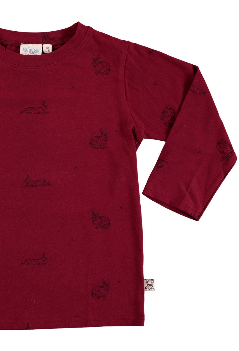 Camiseta manga larga unisex granate