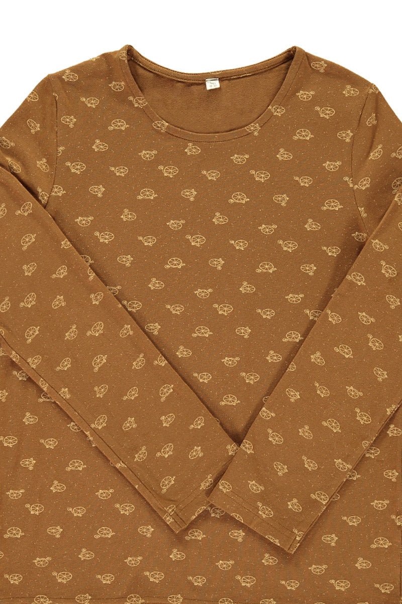 Camiseta unisex marrón estampado bicicletas - Imagen 4