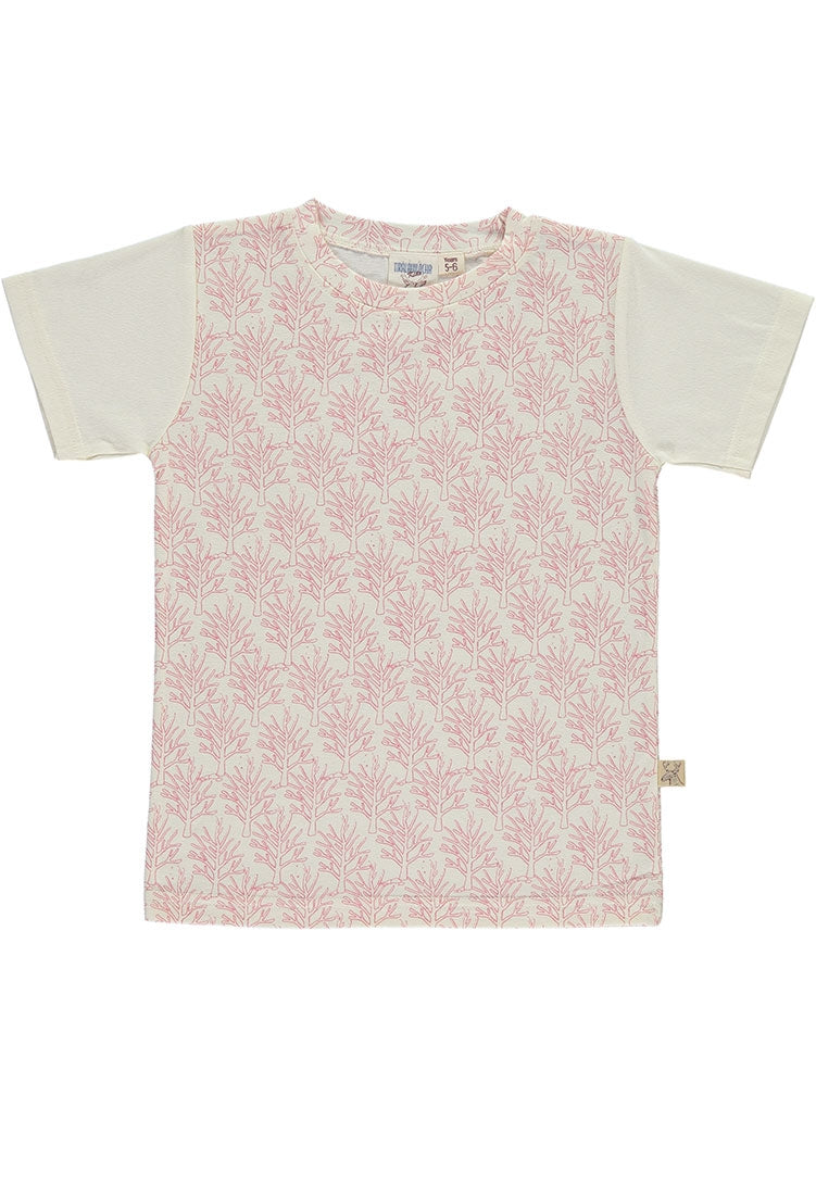 Camiseta unisex salmón con estampado de corales