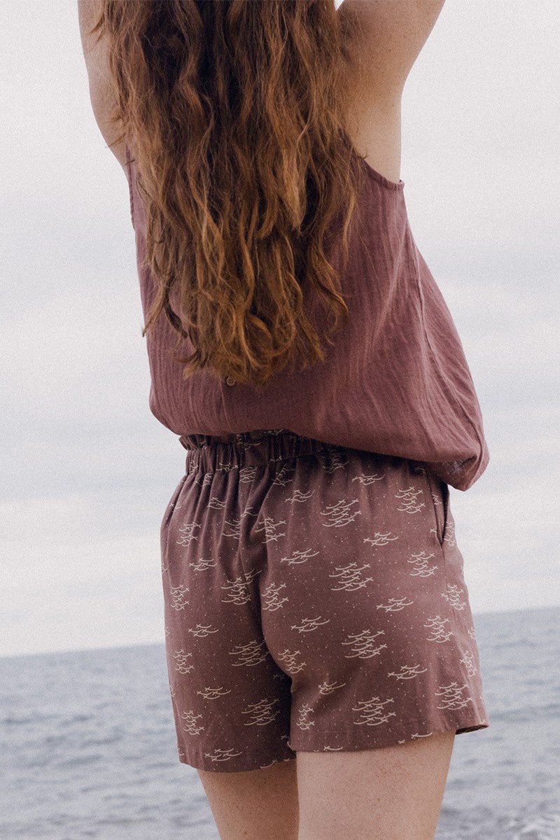 Ela pants with fishes in mauve