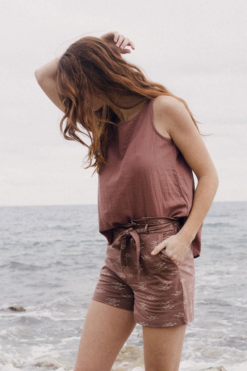 Ela pants with fishes in mauve - Imagen 3