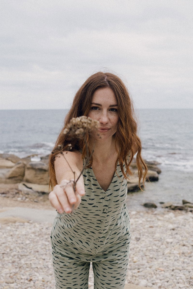 Elba jumpsuit with green reflections