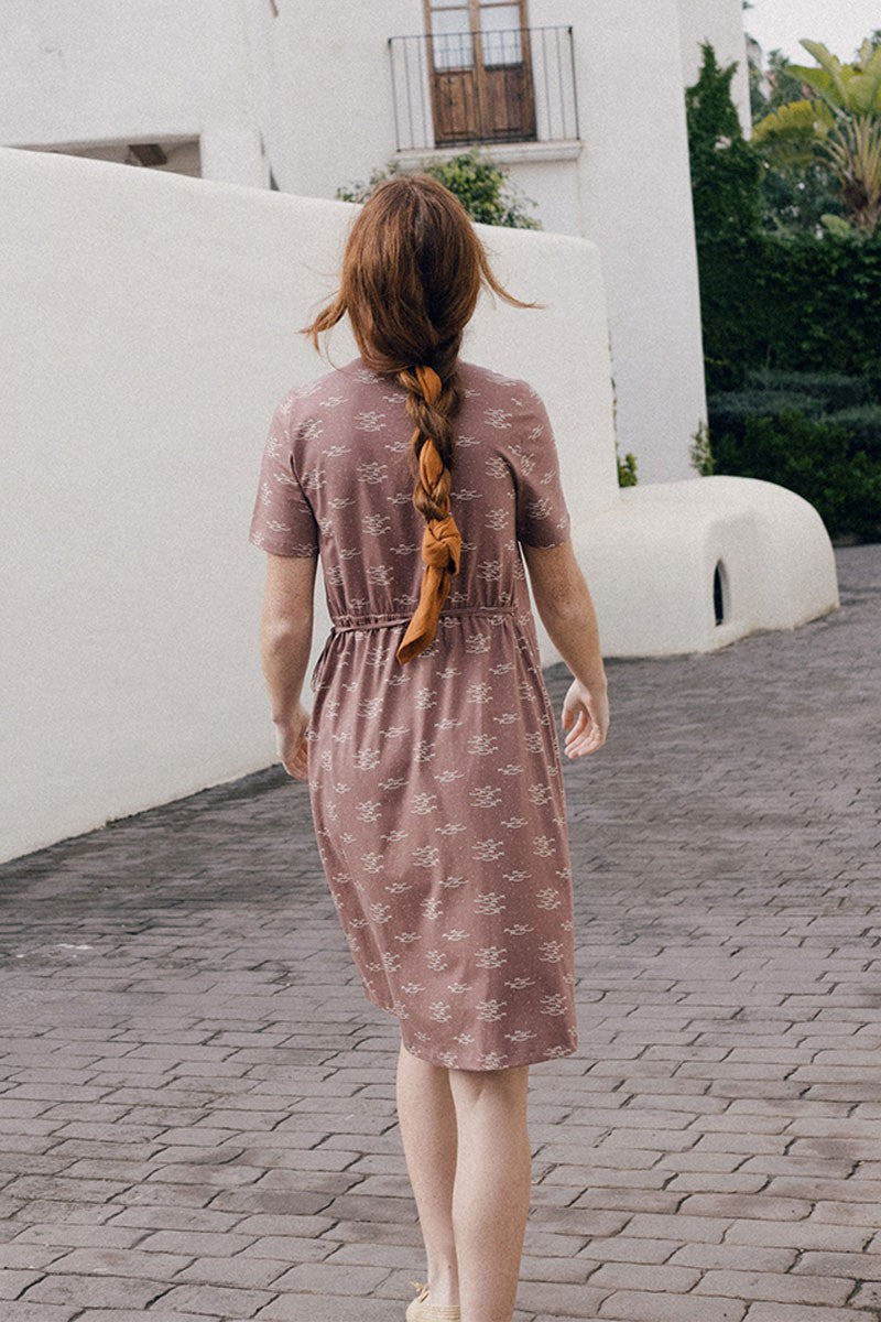 Eliette dress with fishes in mauve