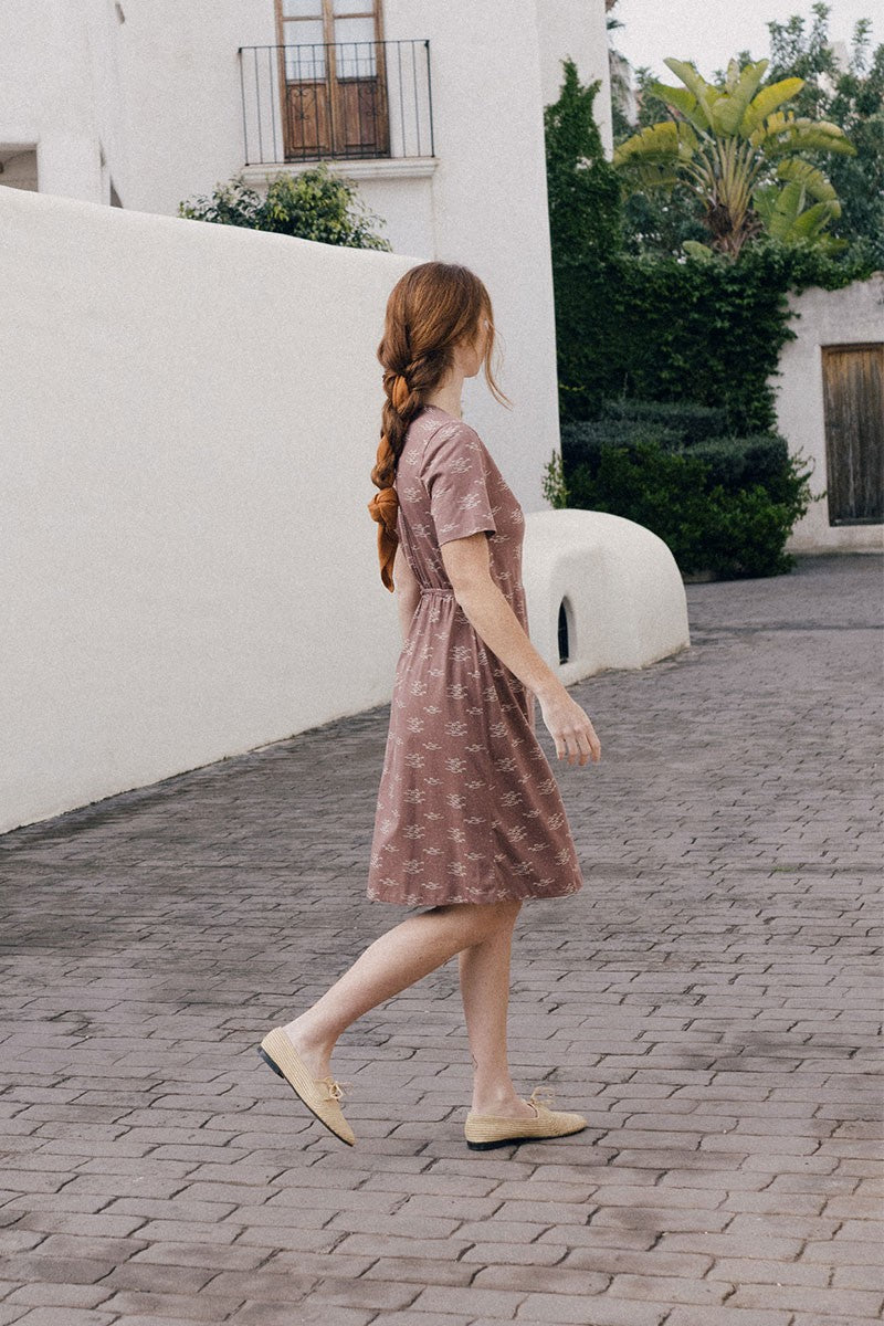 Eliette dress with fishes in mauve - Imagen 2