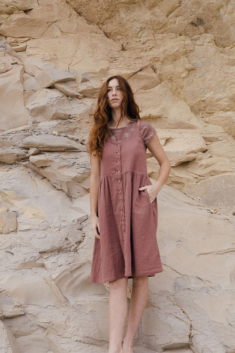 Elma's dress in mauve