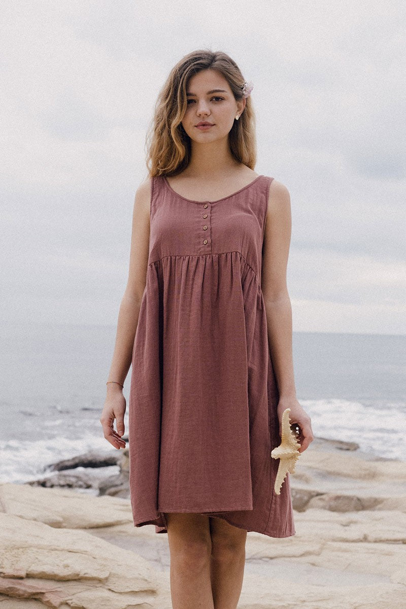 Elvia's dress in mauve
